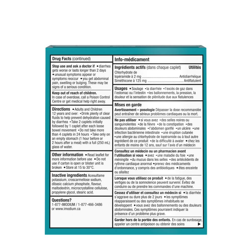 Imodium Complete Antidiarrheal and Gas Relief Caplets with Loperamide Hydrochloride, Simethicone, 40 Ct 🍁 All In One Marketplace Canada