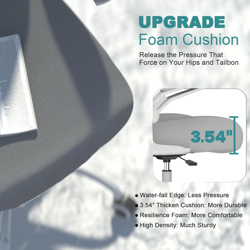 Mimoglad Office Chair, Comfy Desk Chair - High Back Ergonomic Computer Chair with Adjustable Lumbar Support & Headrest, Flip-up Armrests for Guitar Playing (Moon Grey) 🍁 All In One Marketplace Canada