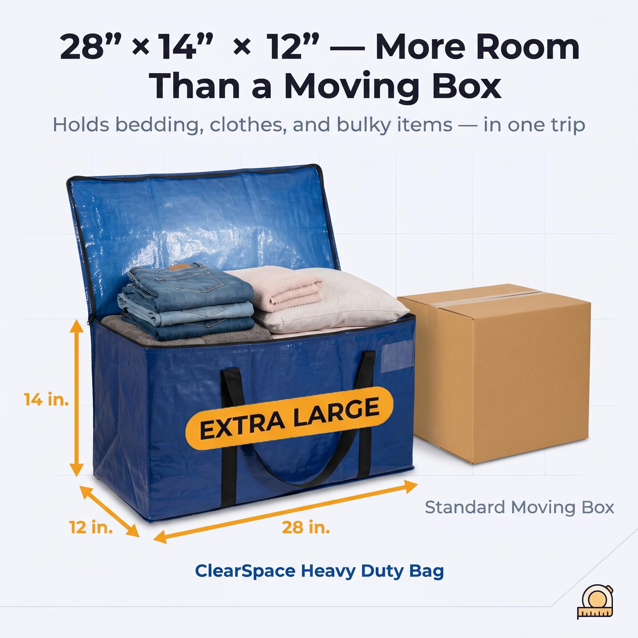ClearSpace Heavy Duty Storage Bag - Large Moving Boxes with Backpack Straps, Zippers & Handles - Perfect for Traveling, Camping, Christmas Decorations, 4 Pack 🍁 All In One Marketplace Canada