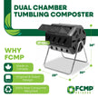 FCMP Outdoor IM4000 Dual Chamber Tumbling Composter Canadian-Made, 100% Recycled Resin - Outdoor Rotating Compost Tumbler Bin for Garden, Kitchen, and Yard Waste, Black (37 Gallon) 🍁 All In One Marketplace Canada