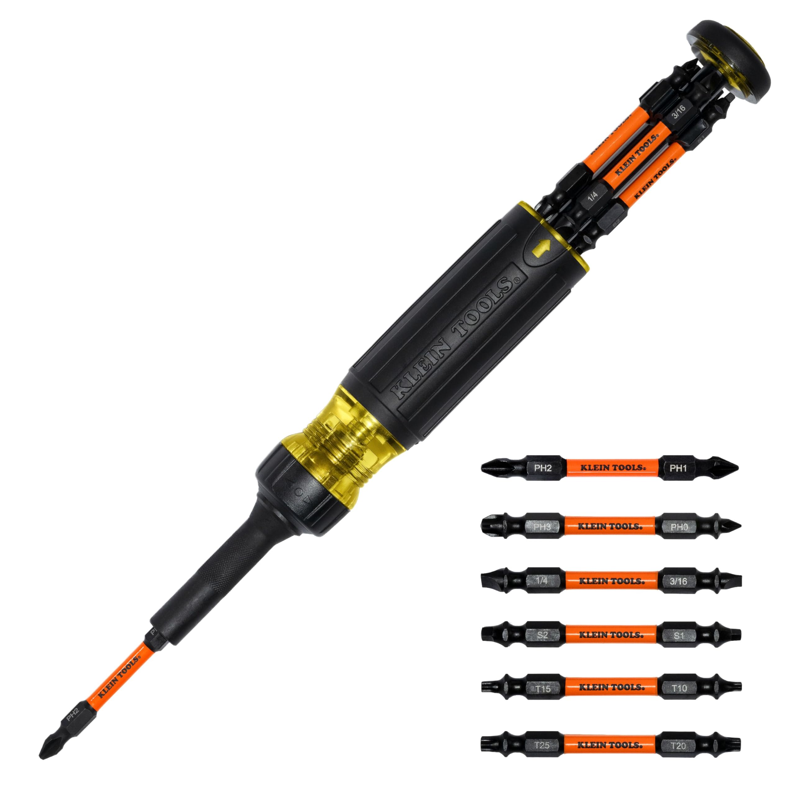 Klein Tools 32313HD 13-in-1 Multi-bit Ratcheting Screwdriver, Double-Ended Impact Bit Set, 12 Impact Driver Bits and 1/4-Inch Nut Driver 🍁 All In One Marketplace Canada