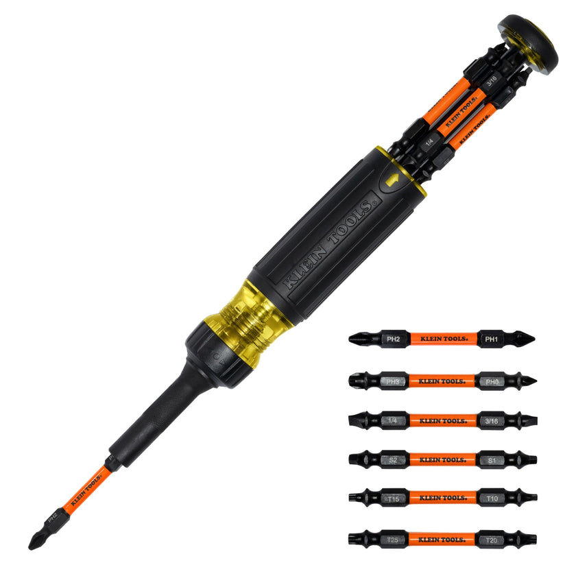 Klein Tools 32313HD 13-in-1 Multi-bit Ratcheting Screwdriver, Double-Ended Impact Bit Set, 12 Impact Driver Bits and 1/4-Inch Nut Driver 🍁 All In One Marketplace Canada