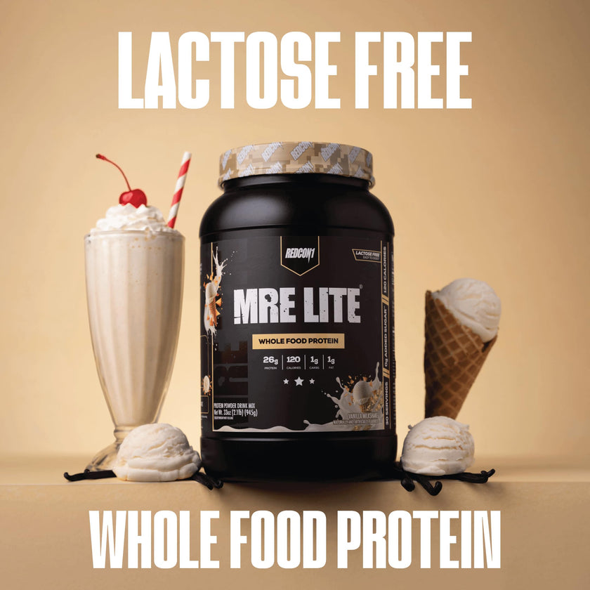 REDCON1 MRE Lite Meal Replacement Powder, Vanilla Milkshake - Animal Based Whole Food Protein Blend with MCT Oil + Pea Protein - Keto Friendly, Low Carb & Whey Free Protein Supplement (1.92 lbs) 🍁 All In One Marketplace Canada
