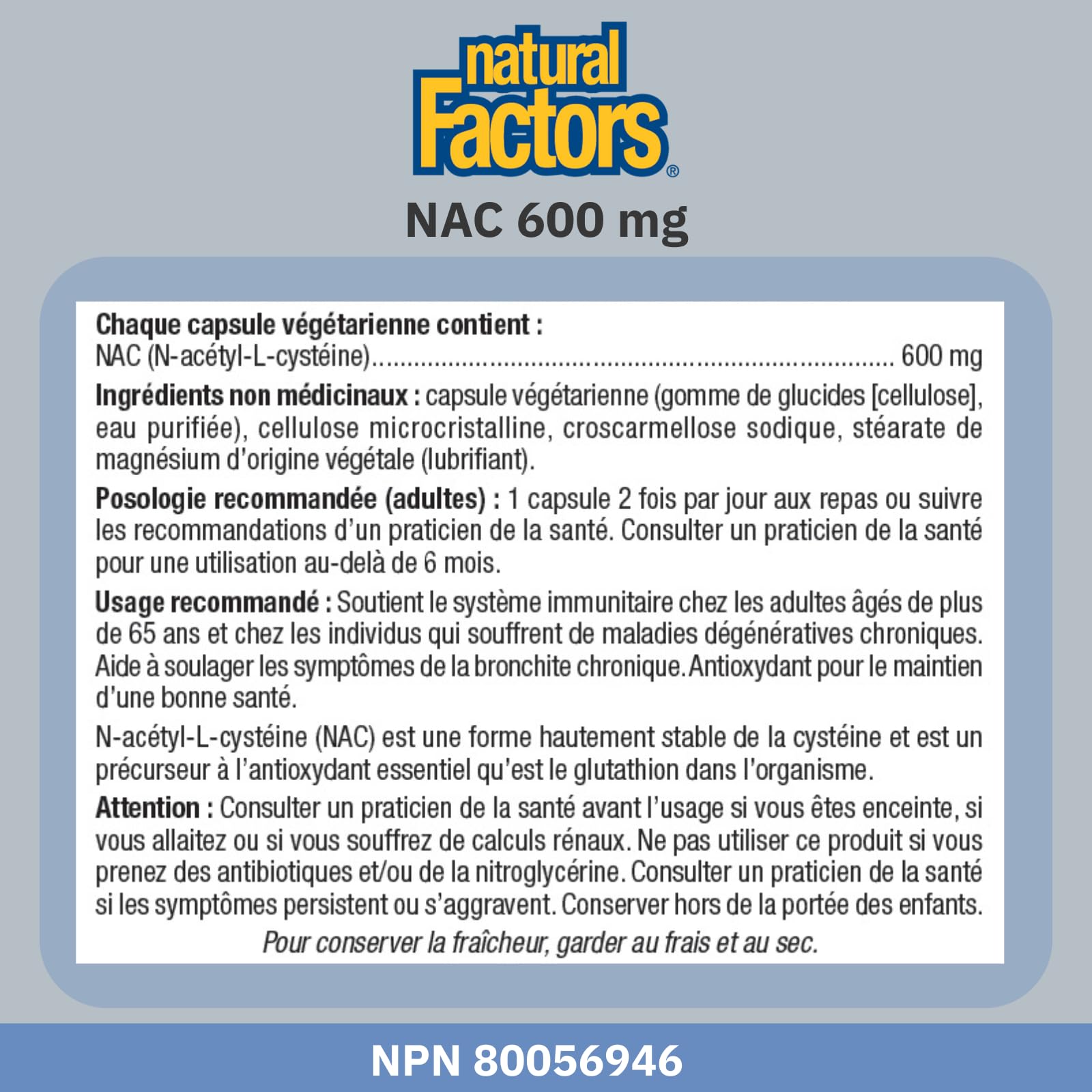 Natural Factors NAC Supplement (N-Acetyl-L-Cysteine), 600 mg, 180 Vegetarian Capsules, VALUE SIZE, Free Form Amino Acid, Helps Restore Glutathione Levels, Antioxidant Support, Proudly Canadian 🍁 All In One Marketplace Canada