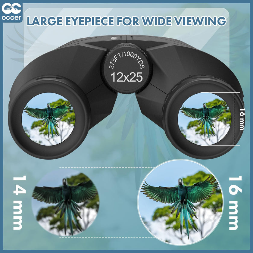 Occer 12x25 Compact Binoculars for Adults Kids, Small Binoculars with Large Clear Low Light Vision,High Power Lightweight Binocular Easy Focus for Hunting, Bird Watching, Travel, Hiking,Gift for Men 🍁 All In One Marketplace Canada