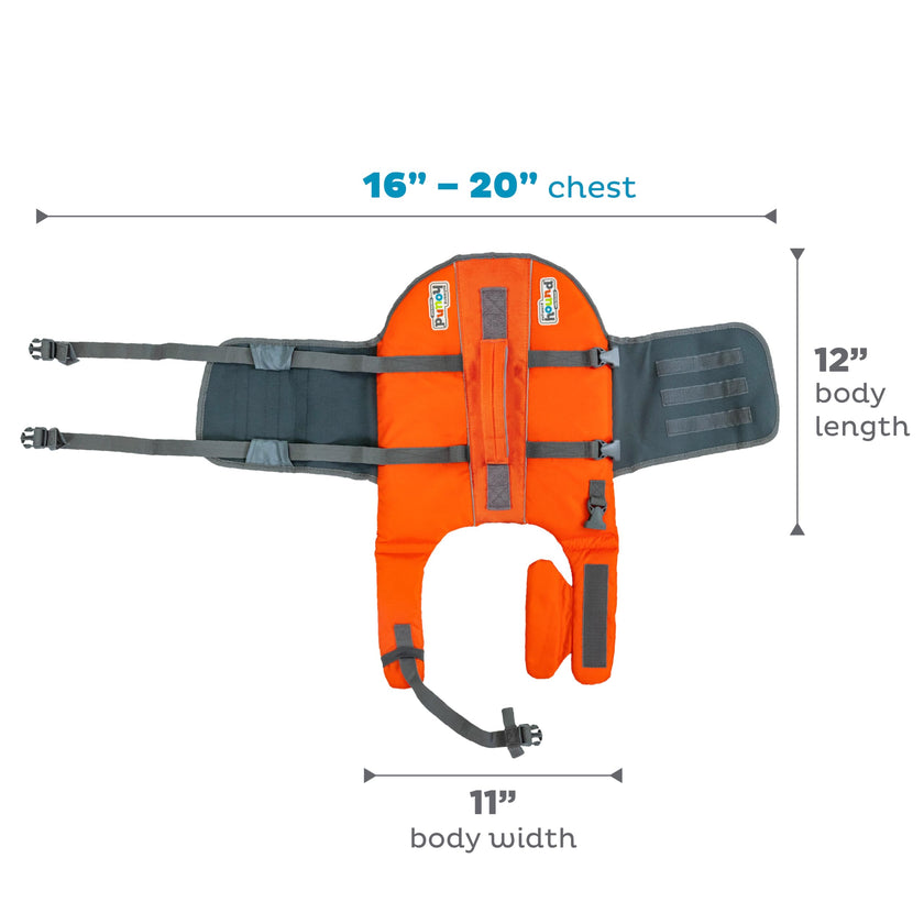 Outward Hound Granby Splash Dog Life Jacket with Handle, Reflective Floating Vest for Swimming & Boating, Maximum Buoyancy, All Skill Levels, Small Dogs & Puppies (16–20