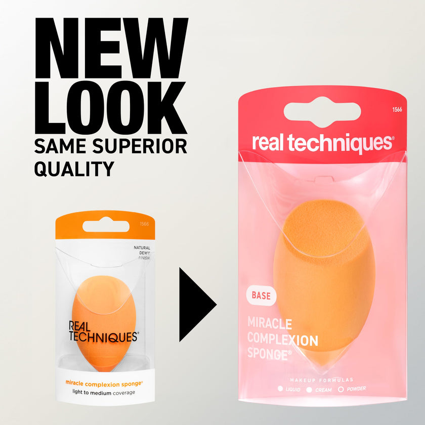 Real Techniques Miracle Complexion Sponge, Makeup Blender for Liquid and Cream Foundation, Full Coverage, Streak-Free Professional Makeup Tool, Cruelty Free, Vegan, Latex Free, 4 Count 🍁 All In One Marketplace Canada