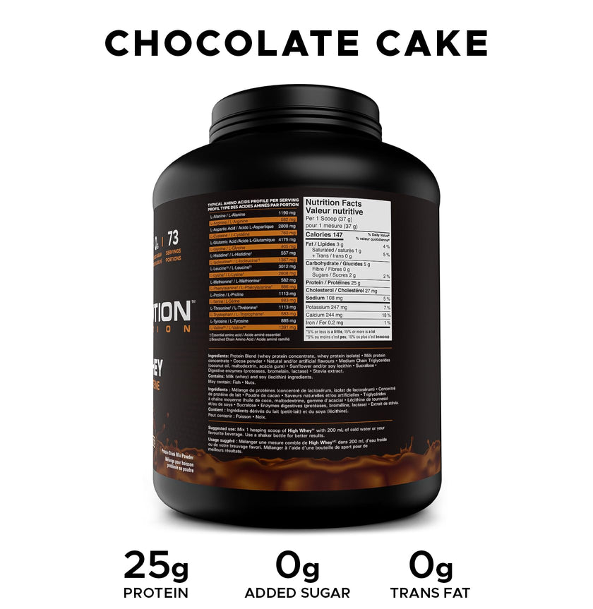 Revolution Nutrition, High Whey, Protein Powder 6LB, Whey Protein, Gluten Free, 25g of Protein Per Scoop, 2.7kg, 73 Servings (Chocolate Cake, 6 Pound) 🍁 All In One Marketplace Canada