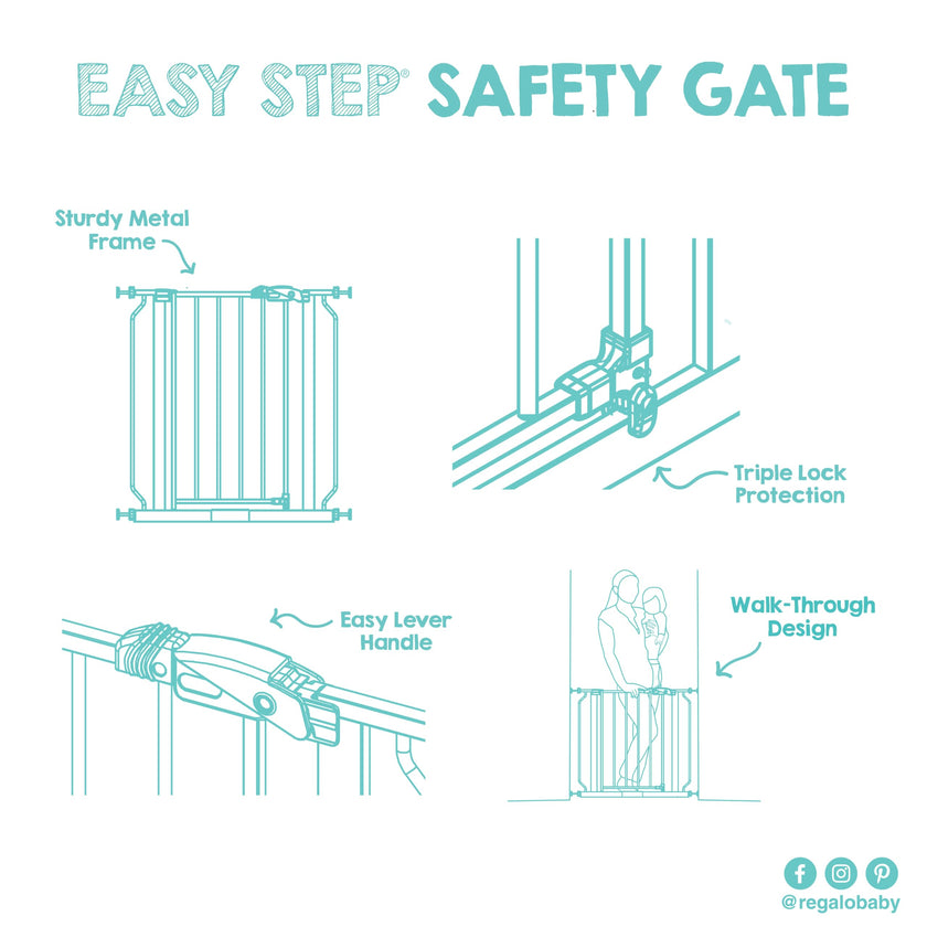Regalo Easy Step 38.5-Inch (97.75cm) Extra Wide Baby Gate, Award Winning Brand, Includes 6-Inch (15.25cm) Extension Kit, 4 Pack Pressure Mount Kit and 4 Pack Wall Mount Kit 🍁 All In One Marketplace Canada