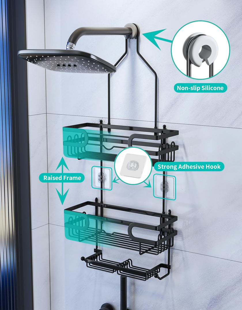 HapiRm Shower Caddy Hanging - 3 Tier Over Shower Head Caddy, No Drilling Shower Organizer Hanging with 2 Soap Holder & 12 Hooks, Bathroom Shower Shelves for Shampoo, Soap 🍁 All In One Marketplace Canada