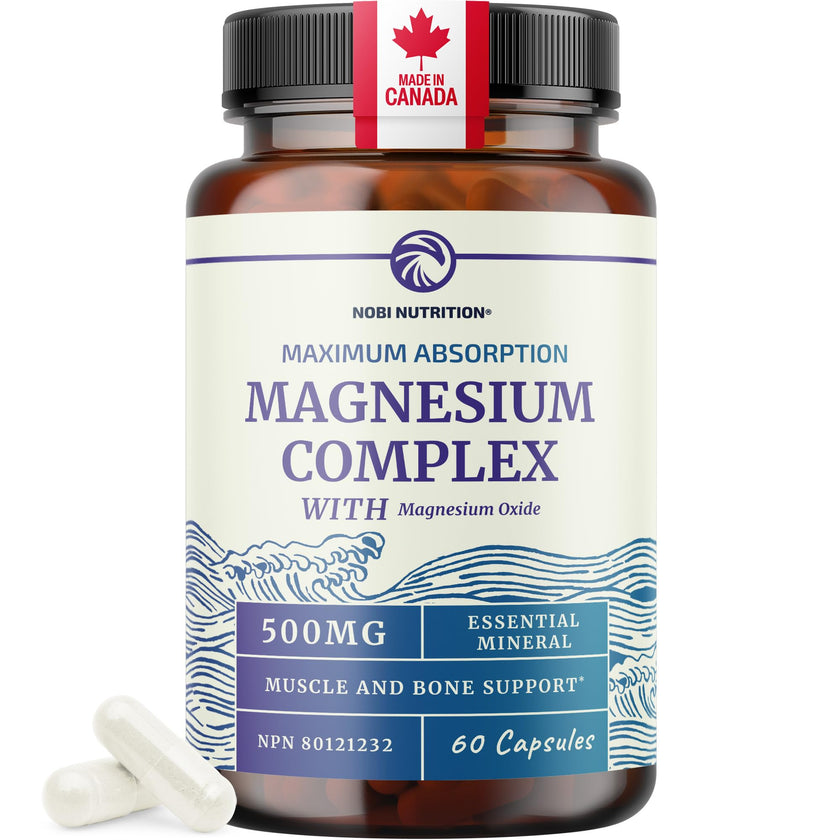 Magnesium Citrate Complex | 500MG | High Absorption Formula | Calm, Relaxation & Digestion Support Supplement with Elemental Magnesium Oxide | Made in Canada, Soy-Free | 60 Ct (2-Month Supply) 🍁 All In One Marketplace Canada