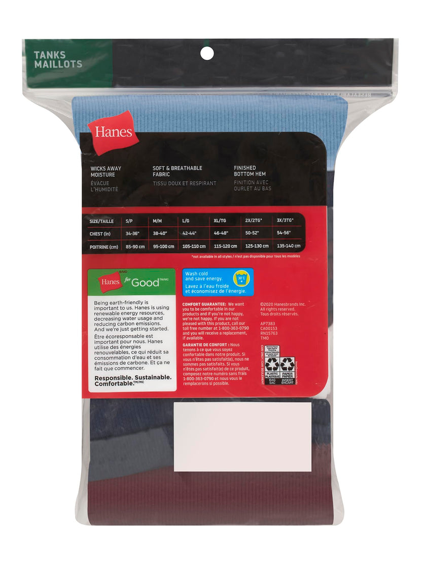 Hanes Men’s Ribbed Tank, Cotton Undershirt Tank, 6-Pack, Assorted, Size Medium 🍁 All In One Marketplace Canada
