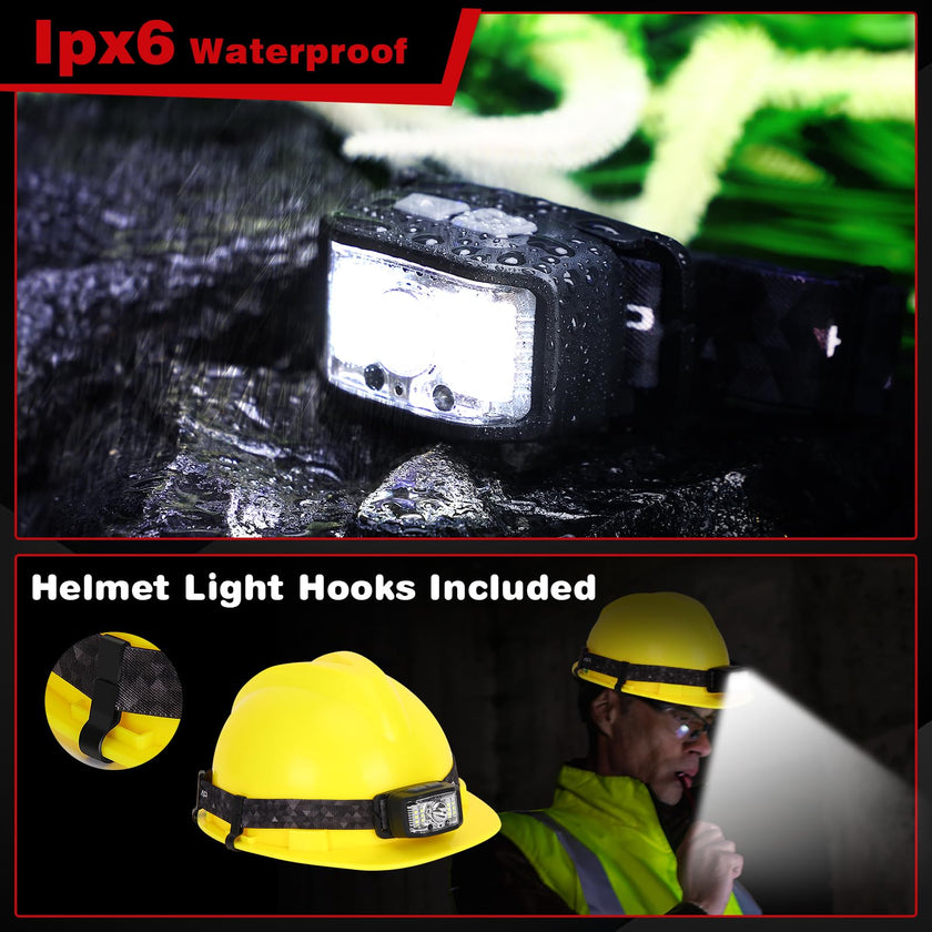 Headlamp Rechargeable 2 Packs,2000 Lumen Super Bright Motion Sensor 16 Modes (Individual Control) LED Headlamp,Waterproof Lightweight Flashlight Hard Hat Light for Outdoor Camping Fishing Running 🍁 All In One Marketplace Canada