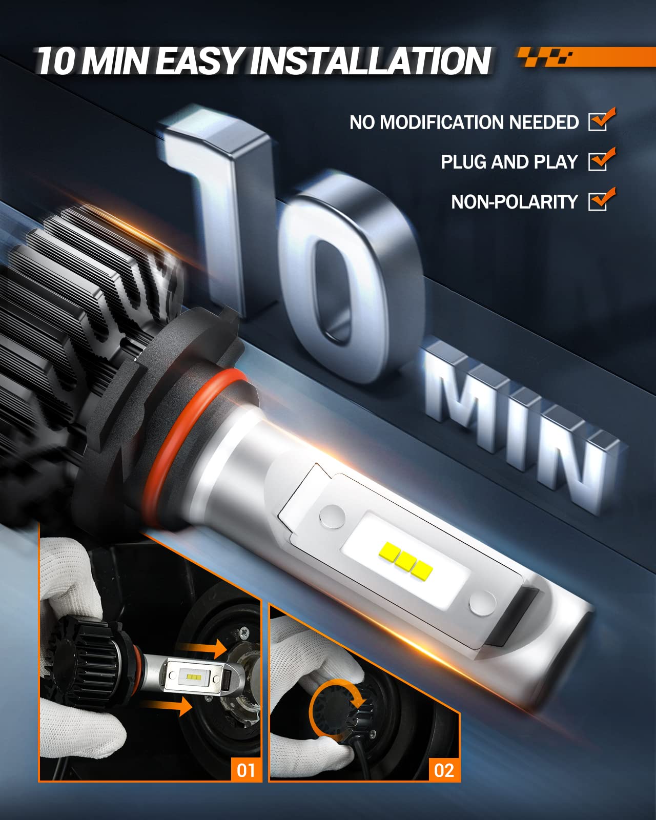 SEALIGHT 9005 LED Headlight Bulb, 40000 Lumens 800% Brightness, HB3 High Beam LED Light Bulbs, 6000K Cool White, 9005 Halogen Replacement, Plug and Play, IP67 Waterproof, Pack of 2 🍁 All In One Marketplace Canada