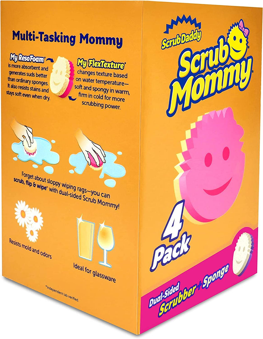 Scrub Daddy Dual Sided Sponge and Scrubber - Scrub Mommy - Scratch Free Sponge for Dishes and Home, Soft in Warm Water, Firm in Cold, Odor Resistant 4 Count 🍁 All In One Marketplace Canada