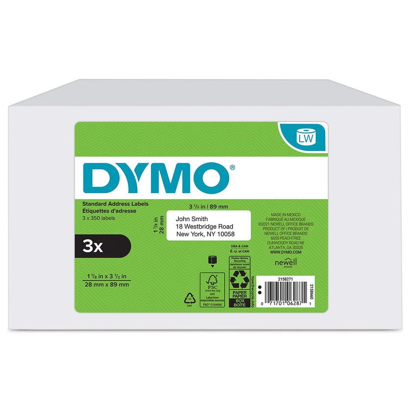 DYMO Authentic LW Mailing Address Labels for LabelWriter Label Printers, (1-1/8
