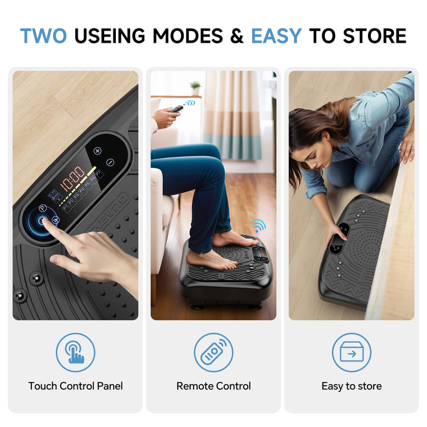 Vibration Plate Exercise Machine,Vibration Plate Machine 199 Adjustable Speed,Vibrating Plate Exercise Machine Automatic Mode P1-P7,Vibration Platform with Bluetooth 450 Lbs Capacity(Raven Black) 🍁 All In One Marketplace Canada
