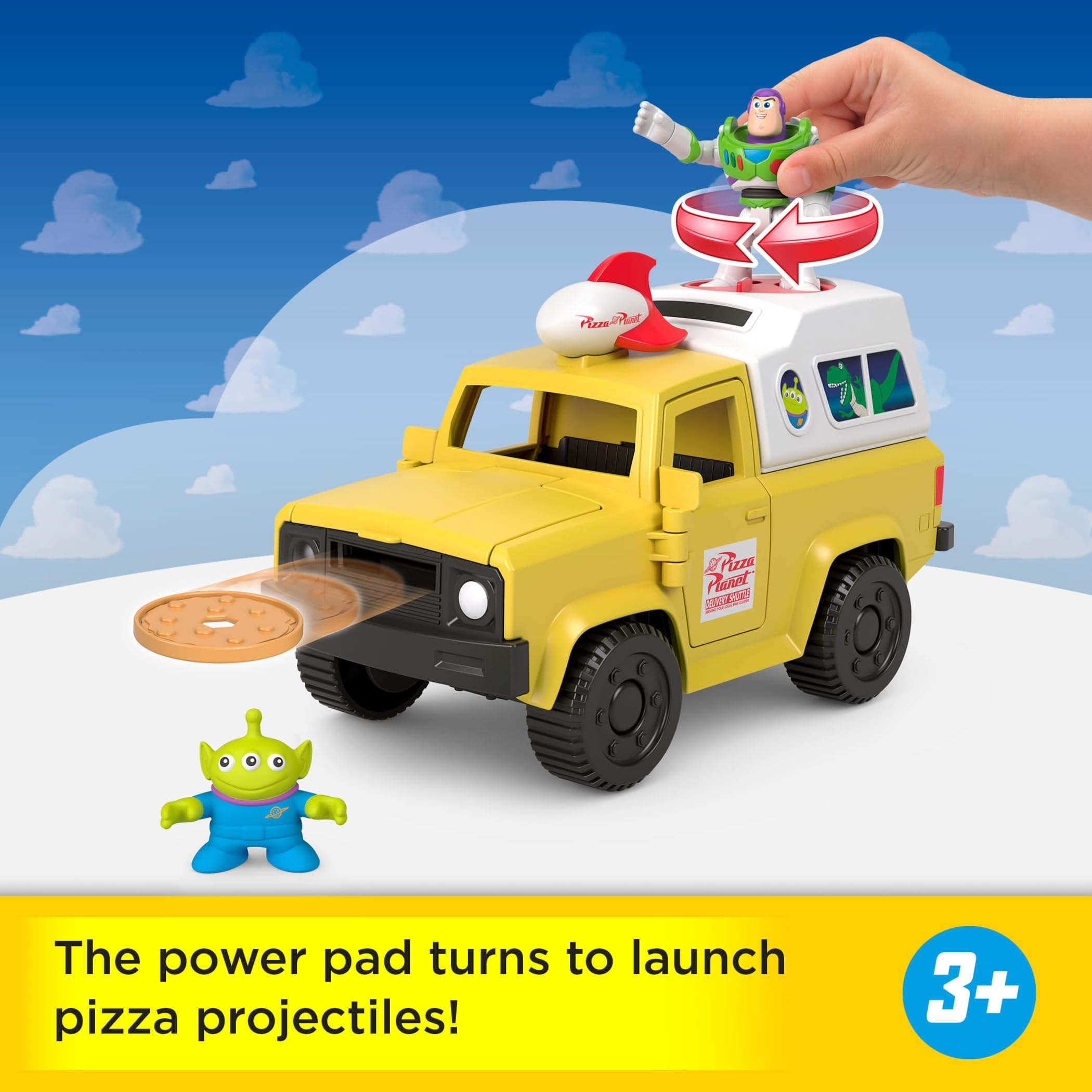 Fisher-Price Imaginext Disney and Pixar Toy Story Pizza Planet Truck with 3-inch Buzz Lightyear & Alien Friend Action Figures, Toy Vehicle & Pizza Projectile Accessories 🍁 All In One Marketplace Canada