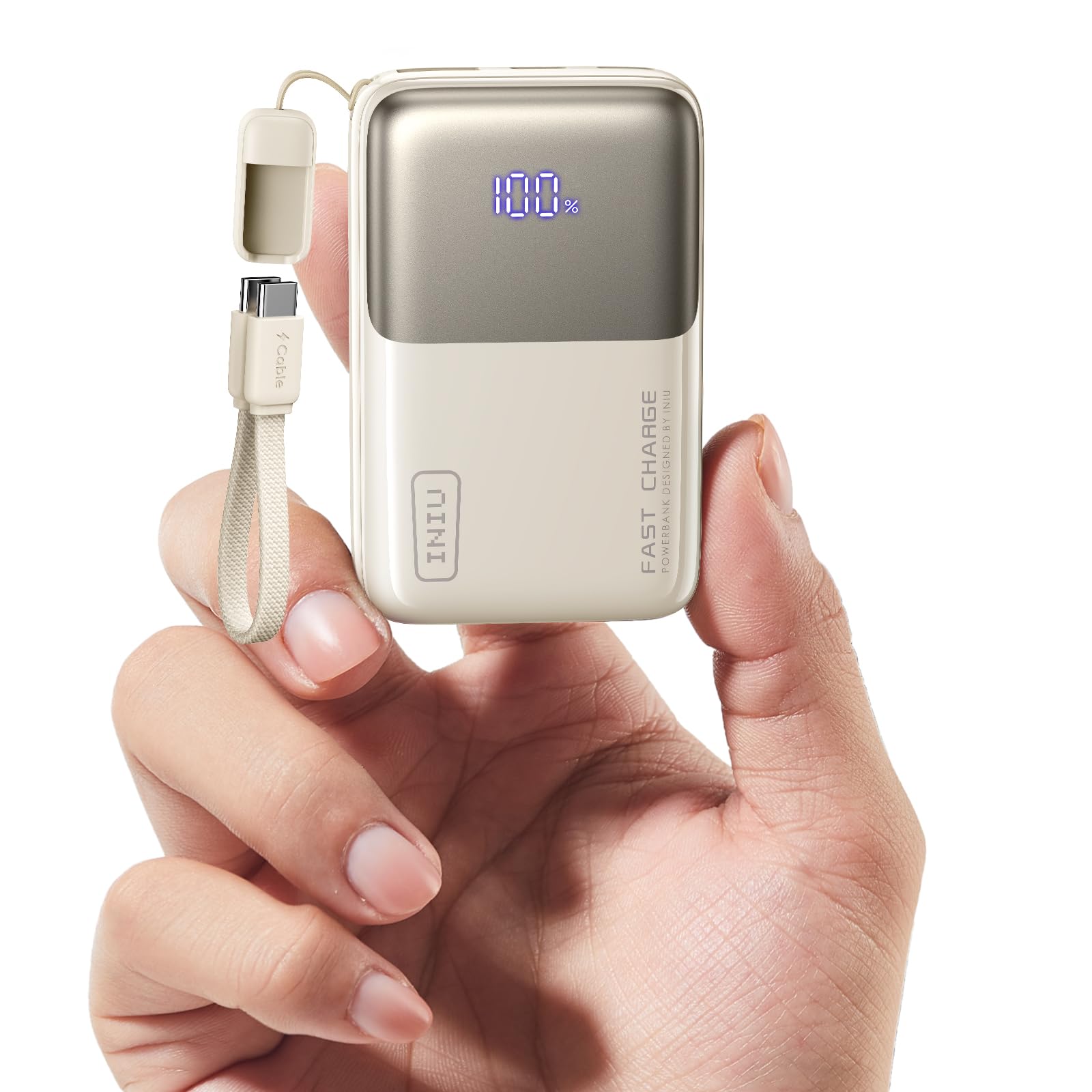INIU Power Bank, Ultra Mini 10000mAh 45W Fast Charging Portable Charger, USB C Battery Pack with Cable, Flight-Safe Travel Powerbank for iPhone, Samsung, Google, for Camping, Office, Airport, Beige 🍁 All In One Marketplace Canada