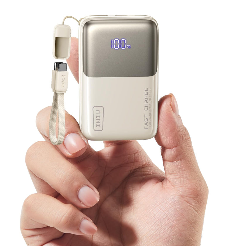 INIU Power Bank, Ultra Mini 10000mAh 45W Fast Charging Portable Charger, USB C Battery Pack with Cable, Flight-Safe Travel Powerbank for iPhone, Samsung, Google, for Camping, Office, Airport, Beige 🍁 All In One Marketplace Canada