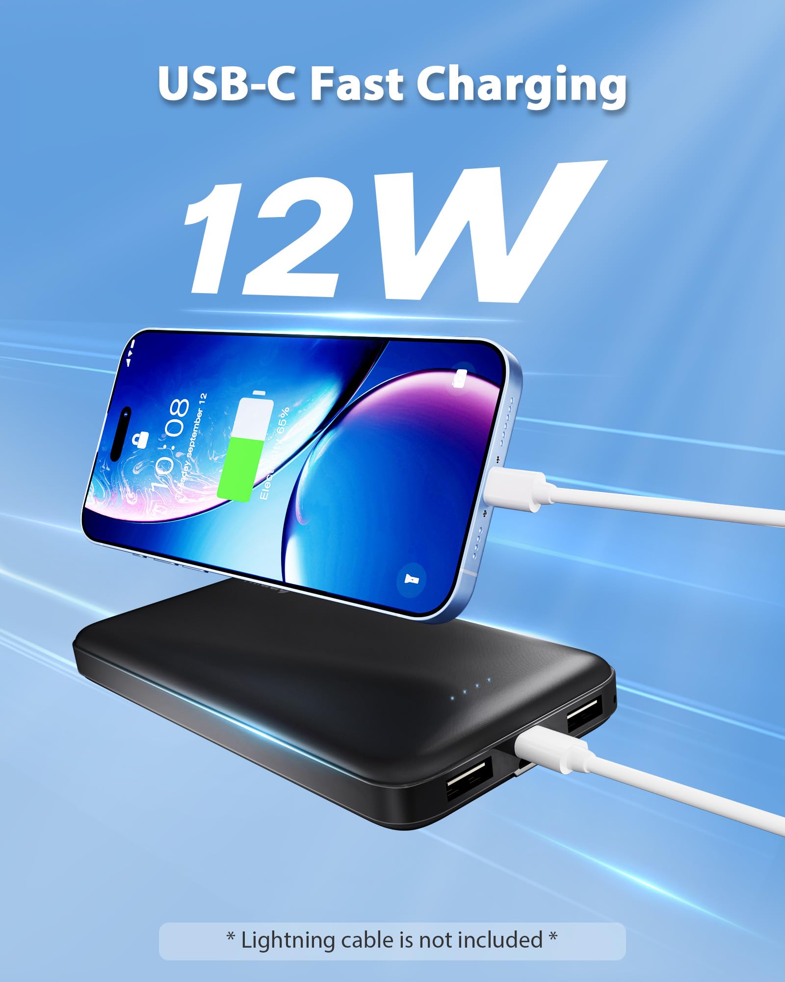 Miady 2-Pack 10000mAh Dual USB Portable Charger, Slim USB-C Power Bank, Travel Battery Pack 3 Outputs 2 Inputs Compatible with iPhone 17/16/15/14 Galaxy S24/22 Google iPad Android etc 🍁 All In One Marketplace Canada