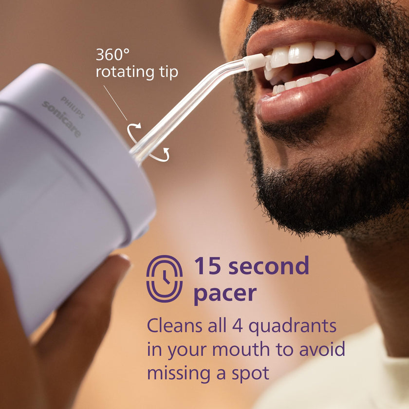 Philips Sonicare Compact Flosser 1000, Portable Water Flosser with 3 Flossing Modes, IPX7 Waterproof Oral Irrigator, Travel Friendly, Purple, Model HX3333/23 🍁 All In One Marketplace Canada