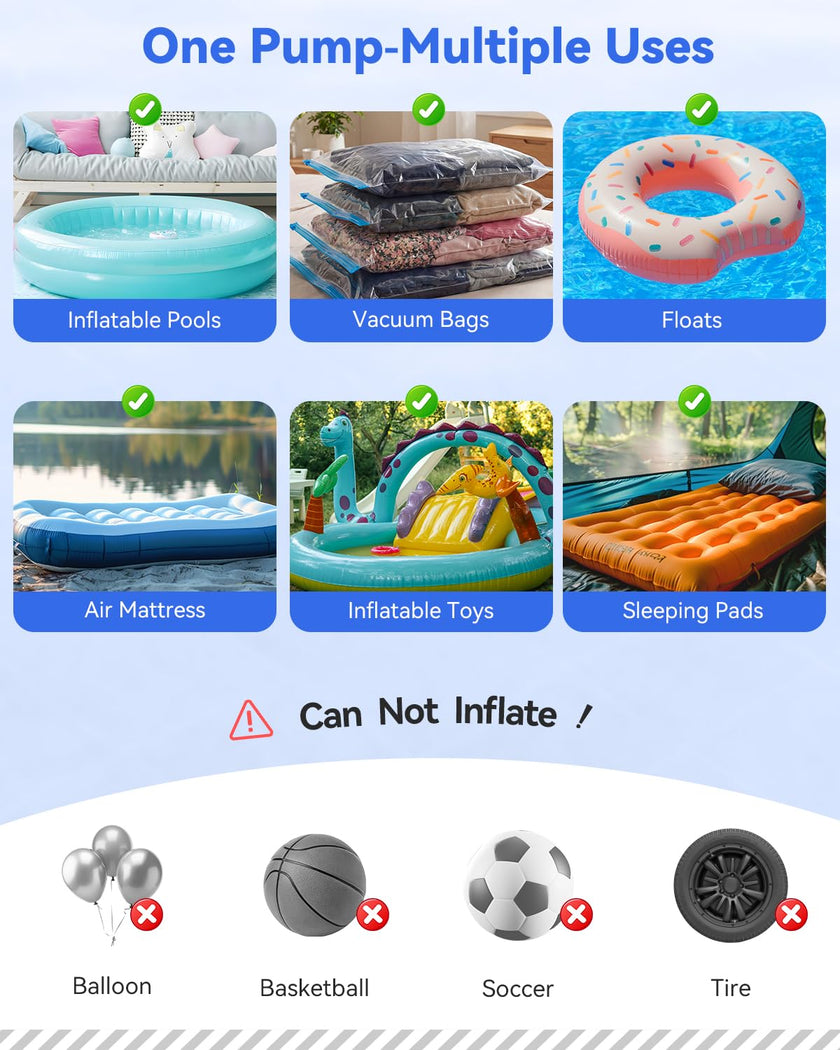 Air Mattress Pump, Dr.meter 4000mAh Rechargeable Battery Air Pump for Inflatable, Portable Quick-Fill Inflator Deflator for Outdoor Camping Inflatable Pool Float Boat Raft Yoga Ball Swim Ring Airbed 🍁 All In One Marketplace Canada