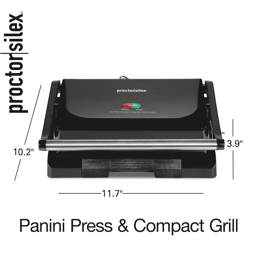 Proctor Silex 4 Serving Panini Press, Sandwich Maker and Compact Indoor Grill, Upright Storage, Easy Clean Nonstick Grids, Black (25440PS) 🍁 All In One Marketplace Canada