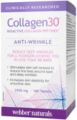 Webber Naturals Collagen30 Anti-Wrinkle, 2500 mg of Bioactive Collagen Peptides Per Serving, 180 Tablets, Helps Reduce Deep Wrinkles, Fine Lines & Stimulates Skin Cells 🍁 All In One Marketplace Canada