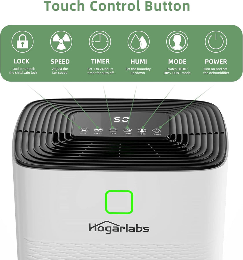 HOGARLABS 34 Pint Smart Dehumidifiers for Home and Basements, with 3 Working Modes, Overflow Protection, and Auto Shut off Restart. Ultra Silent Dehumidifier with Drain Hose and Digital Control Panel. 🍁 All In One Marketplace Canada