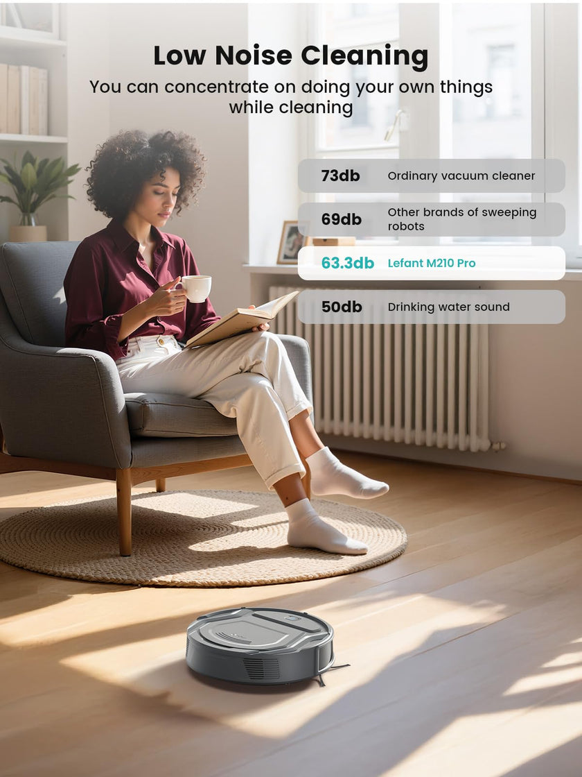 Lefant M210Pro Robot Vacuum Cleaner, 6 Cleaning Modes, 200 Mins Runtime, 4000Pa Suction, SmartSense Technology, Multi-Surface Cleaning, Ideal for Pet Hair and Hard Floor 🍁 All In One Marketplace Canada