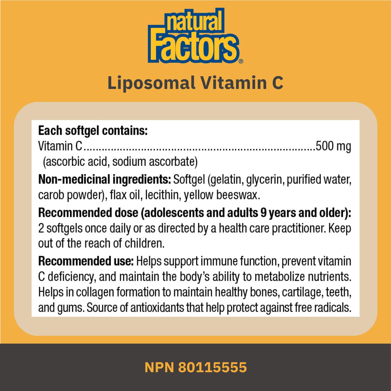 Natural Factors Liposomal Vitamin C, HIGH ABSORPTION, 180 Liquid Softgels, 1000 mg per Serving (2 Softgels), Immune Support, Antioxidants, Proudly Canadian 🍁 All In One Marketplace Canada