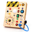 Busy Board Plus Version with 23 LED Lights, Montessori Sensory Fidget Toys for Toddlers 1-3, Wooden Educational Activity for Fine Motor Skills, Quiet Airplane Travel Must Haves for 1 2 3+ Year Old 🍁 All In One Marketplace Canada