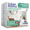 Clean People Laundry Detergent Sheets - Recyclable Packaging, Hypoallergenic, Stain Fighting - Ultra Concentrated, Laundry Soap - Fresh Scent, 96 Pack 🍁 All In One Marketplace Canada