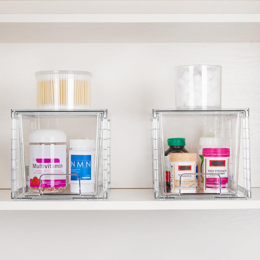 Vtopmart 4 Pack Large Stackable Storage Drawers,Clear Acrylic Drawer Organizers with Handles, Easily Assemble for Bathroom,Kitchen Undersink,Cabinet,Closet,Makeup,Pantry Organization and Storage 🍁 All In One Marketplace Canada