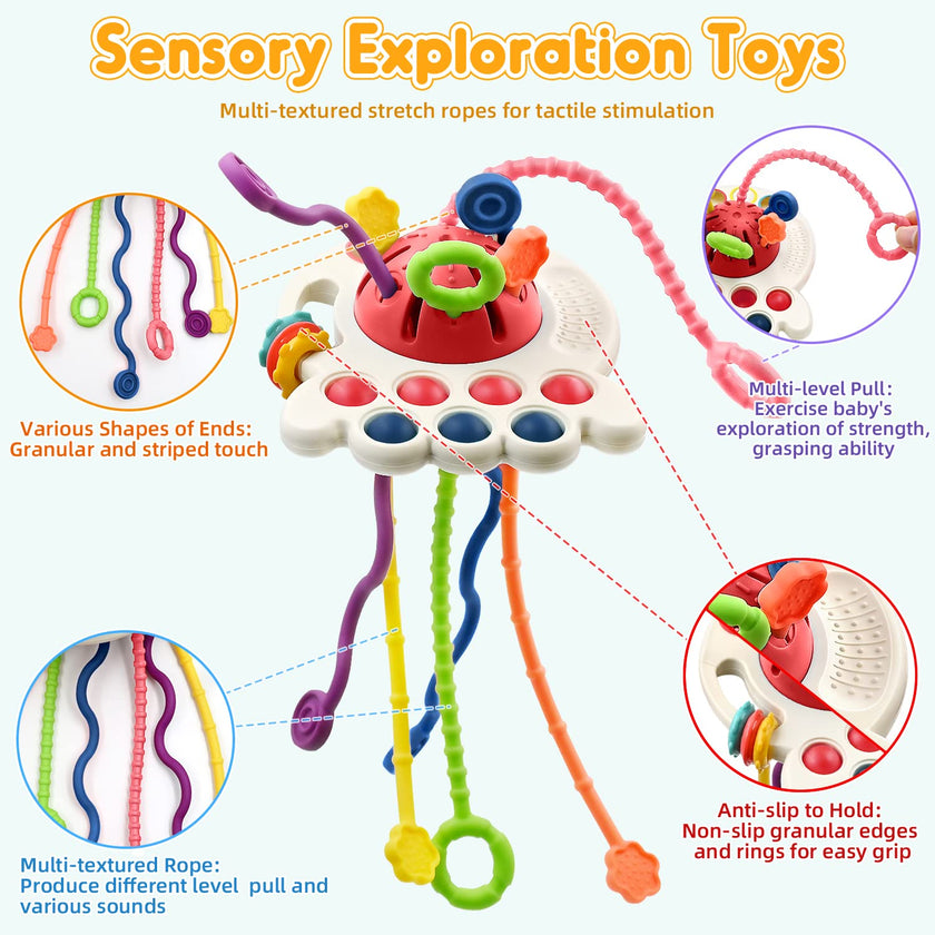 Sensory Montessori Toys for Baby 18 Months, Toddler Travel Toys for 2 Year Old Boy Girl Birthday Gifts, Soft Pull String Fidget Educational Learning Bath Toys for 18 Months Infant Newborn 🍁 All In One Marketplace Canada