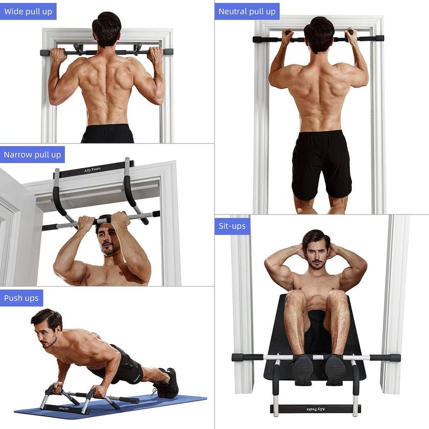 ALLY PEAKS Pull Up Bar Thickened Steel Pipe Super Heavy Duty Steel Frame Upper Workout Bar| Multi-Grip Strength for Doorway | Indoor Chin-Up Bar Fitness Trainer for Home Gym Portable (silver2) 🍁 All In One Marketplace Canada