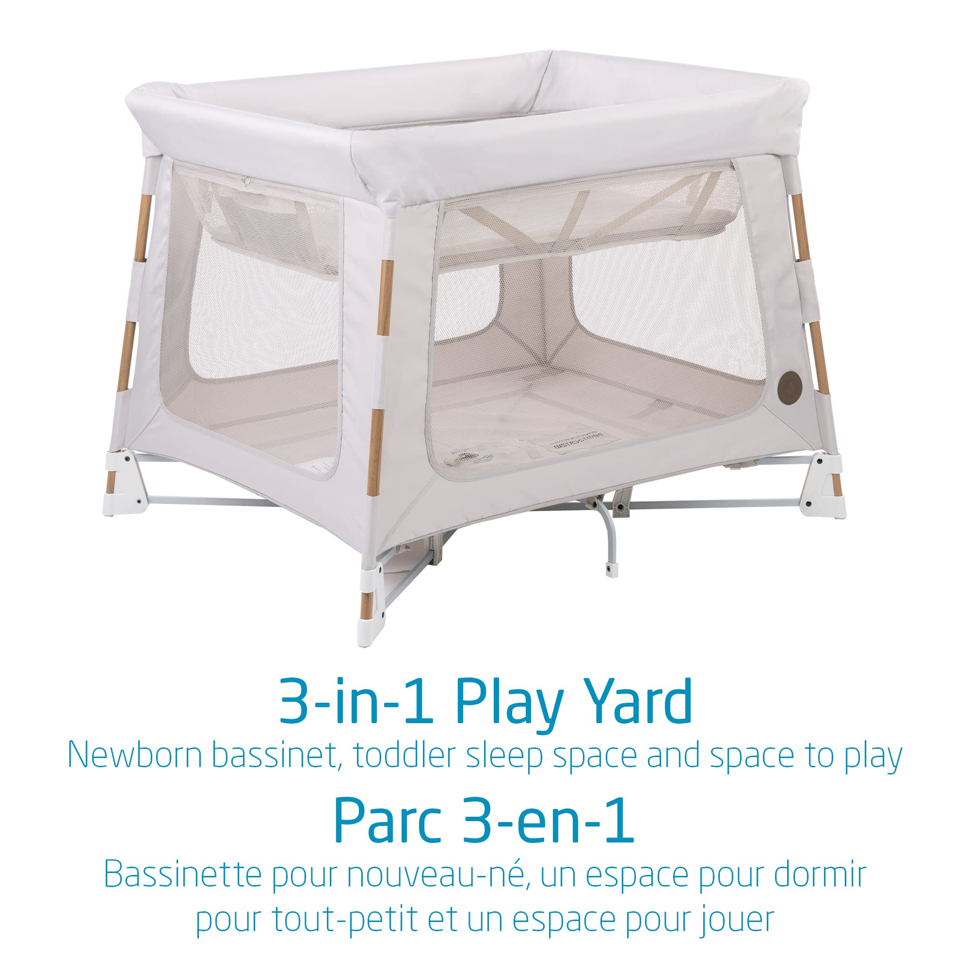 Maxi-Cosi Swift Playard, Playpen with 3-in-1 (Newborn bassinet, toddler, play), Portable, ultra comfort, 1 step fold, travel bag included, Horizon Sand 🍁 All In One Marketplace Canada