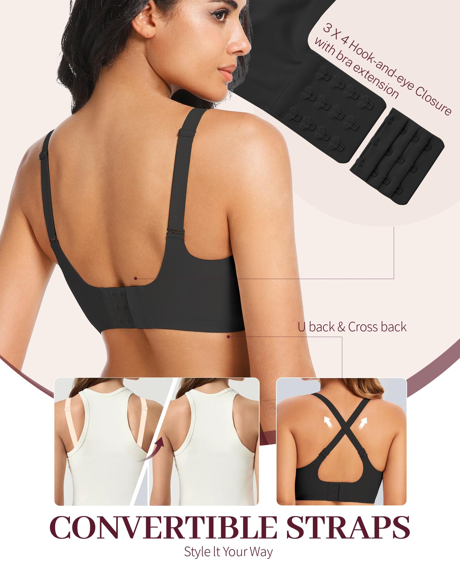 Gailife Womens Jelly Bra for Women Wireless Bras Seamless No Underwire Supportive Full Coverage T-Shirt Bra -New-Black-L 🍁 All In One Marketplace Canada