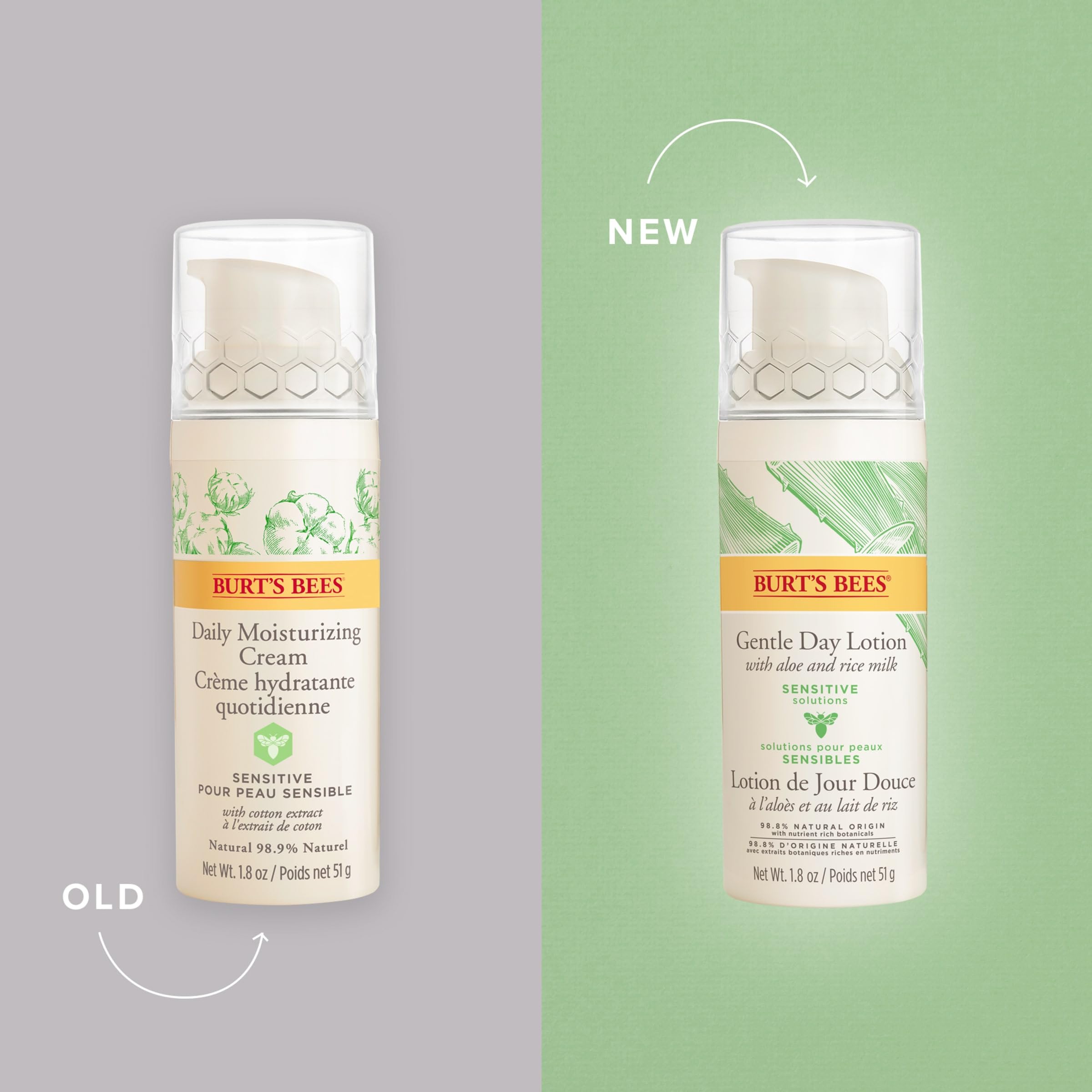 Burt's Bees Sensitive Hydrating Gentle Daily Face Cream Moisturizer Face Lotion for Sensitive Skin with Aloe and Rice Milk, , Mother's Day Gift, 98.9% Natural Origin, Developed with Dermatologists, 51g 🍁 All In One Marketplace Canada