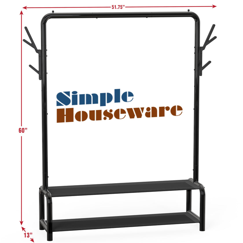 Simple Houseware 52-Inch Garment Rack with Storage Shelves and Coat/Hat Hanging Hooks, Black 🍁 All In One Marketplace Canada