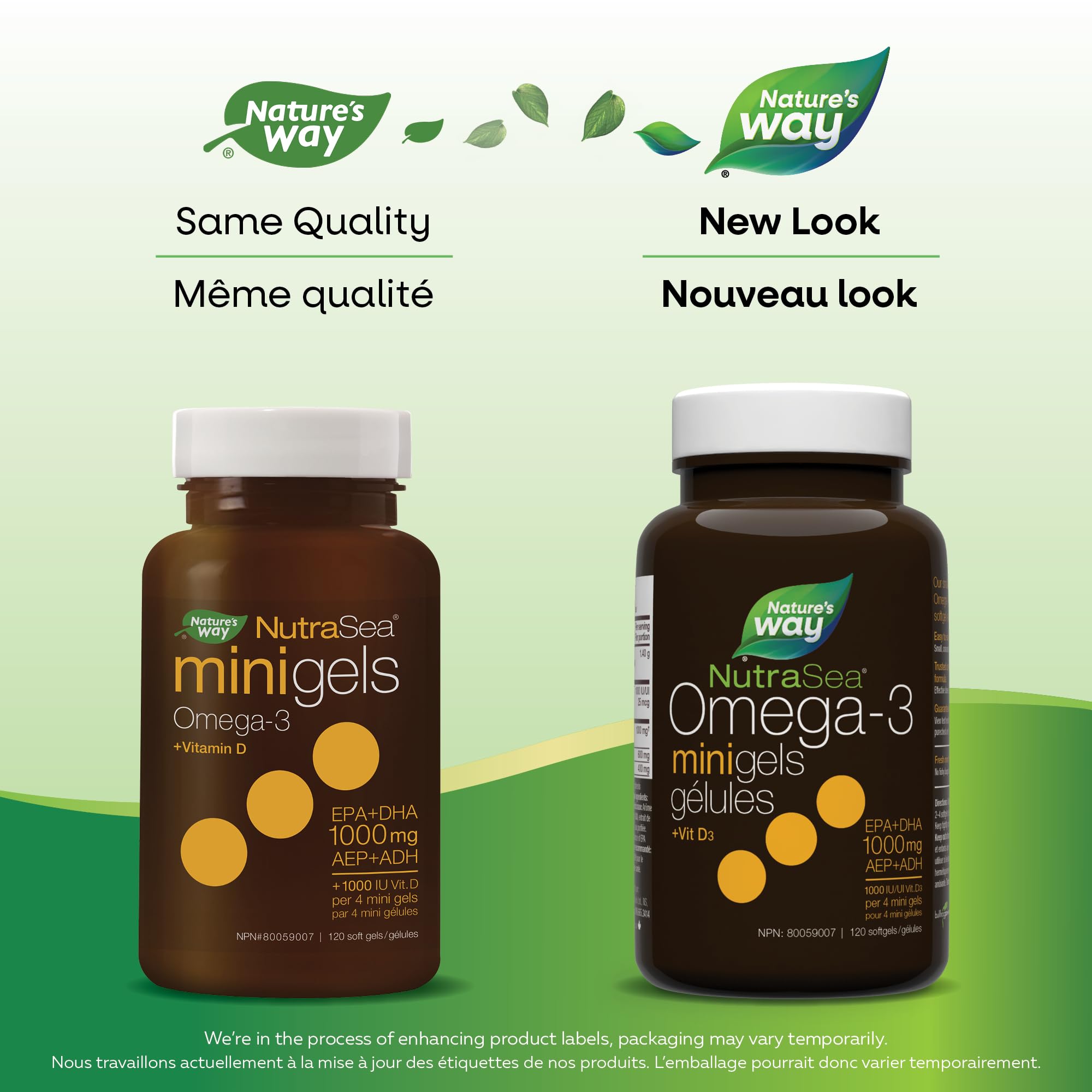 Nature's Way NutraSea Omega 3 + Vitamin D Fish Oil Mini Gels Supplement – Fresh Mint Flavour – Heart, Brain, Bone & Immune Support – 1000mg EPA & DHA + 1000IU D3, 120 Softgels 🍁 All In One Marketplace Canada