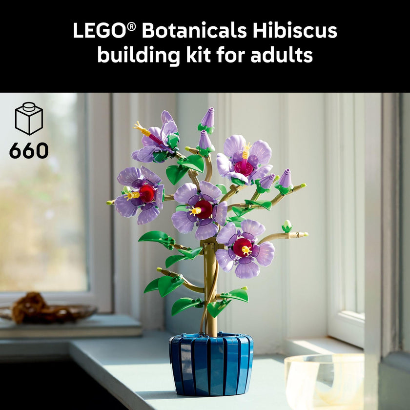 LEGO Botanicals Hibiscus Flower Building Set - Artificial Plant & Flower Building Blocks for Women & Men, Ages 18+ - Home, Office Decor Gift Idea - 10372 🍁 All In One Marketplace Canada