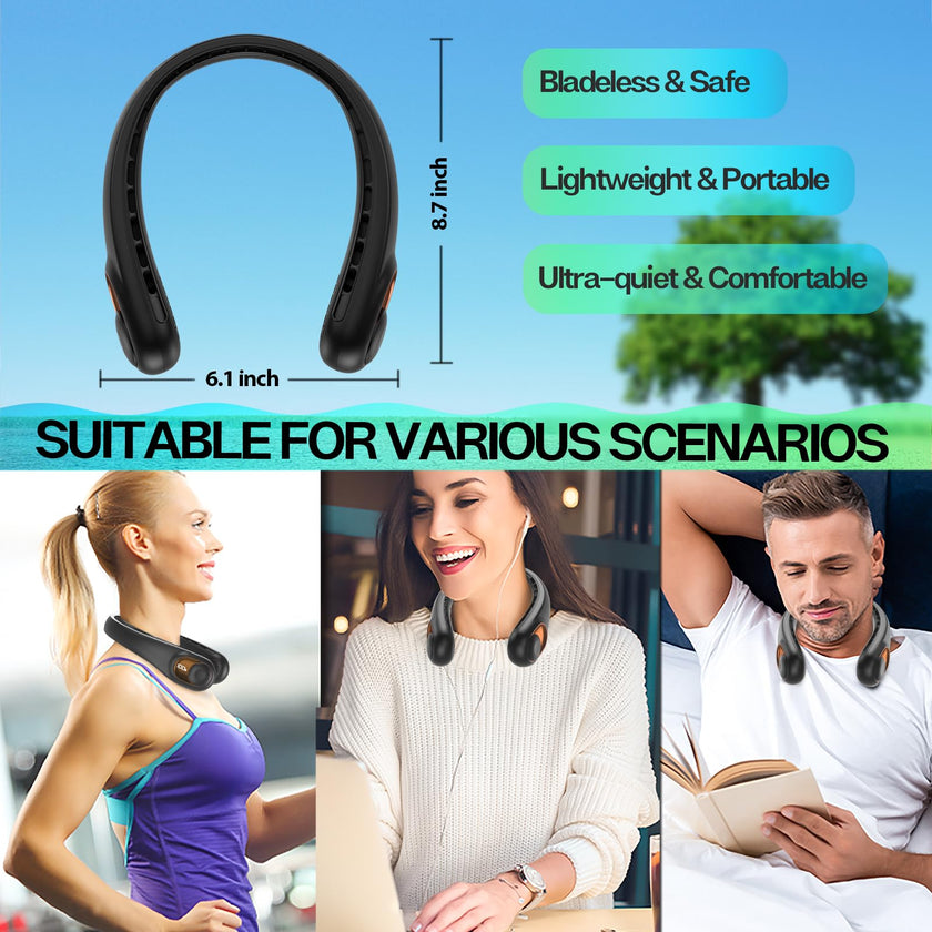 Portable Neck Fan with LED Display & 360° Cooling Airflow, 3 Speed Settings Bladeless Cooler, 4000mAh Rechargeable Battery, Ultra-Quiet Personal Fan for Home, Office, Travel, Sports 🍁 All In One Marketplace Canada