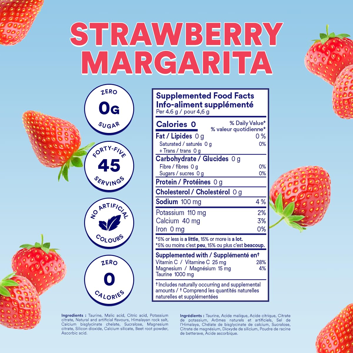 Cira Hydration Electrolytes Powder - Daily Electrolyte Powder, Sugar Free w Himalayan Salt, Magnesium, Potassium, Hydration Powder for Dehydration Relief & Recovery - Strawberry Margarita, 45 Servings 🍁 All In One Marketplace Canada