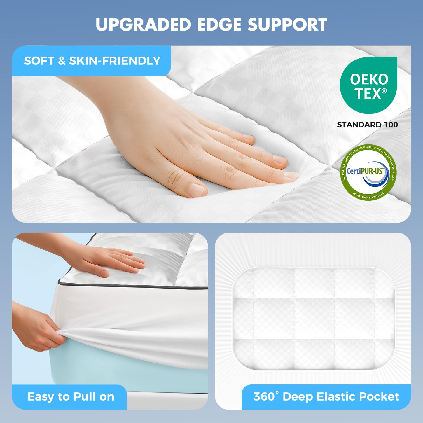 Dual Layer 4 Inch Memory Foam Mattress Topper Queen Size, 2 Inch Cooling Gel Memory Foam and 2 Inch Pillow Top Mattress Pad Cover for Back Pain, Deep Elastic Pocket, Medium Support, White 🍁 All In One Marketplace Canada