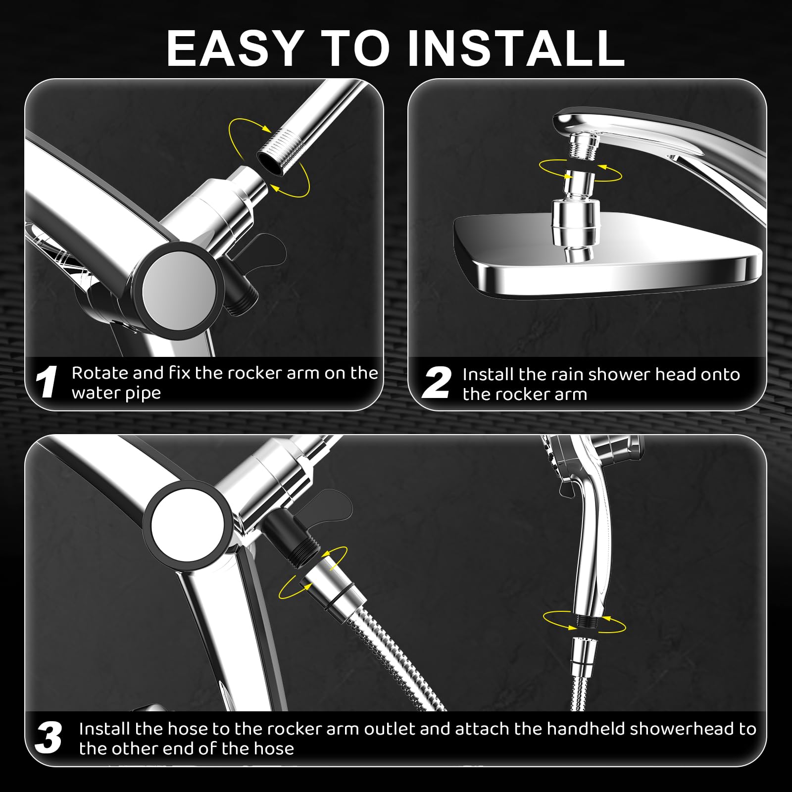 Rain Shower Head with Handheld High Pressure Rainfall Shower Heads with Handheld Spray Combo Adjustable one-piece Stand daul Shower Head Built-in Magnetic Docking and Power Jets（Sliver） 🍁 All In One Marketplace Canada
