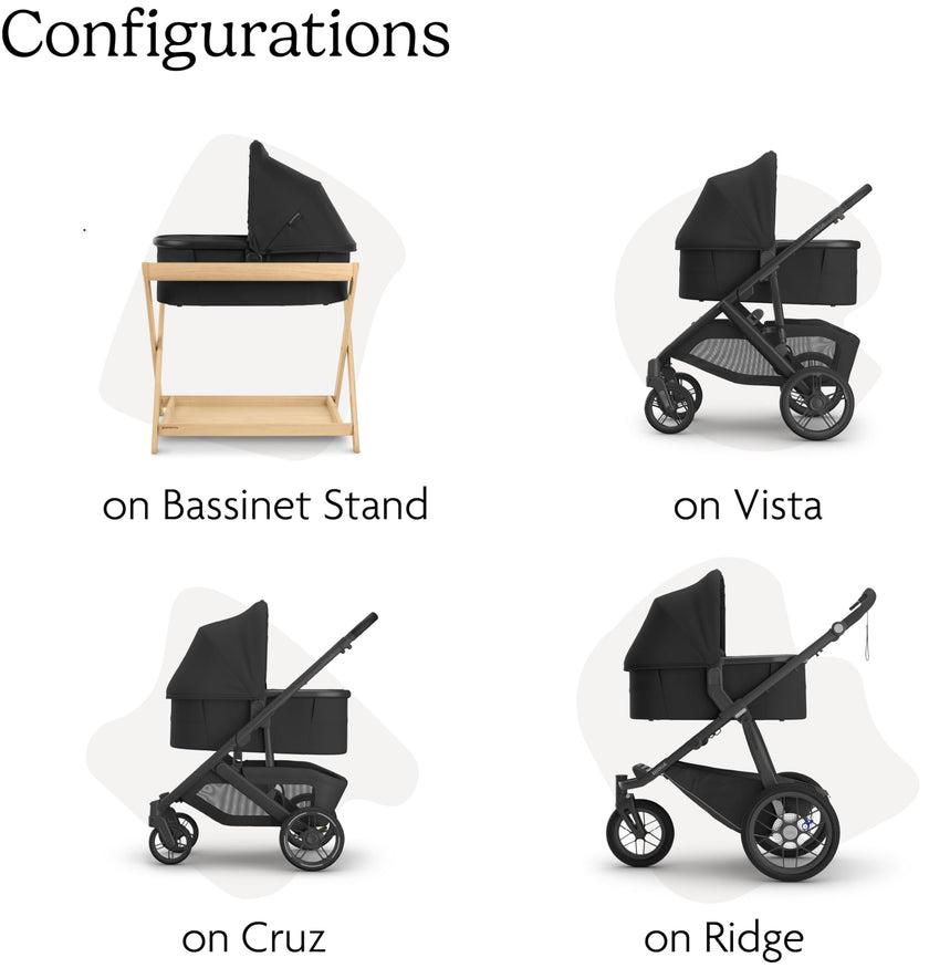 UPPAbaby Bassinet V3 - Compatible with Vista, Cruz, Ridge Strollers - Overnight Sleep Solution - Mattress, Sheet and Bug Shield Included - Jake (Charcoal/Carbon Frame) 🍁 All In One Marketplace Canada