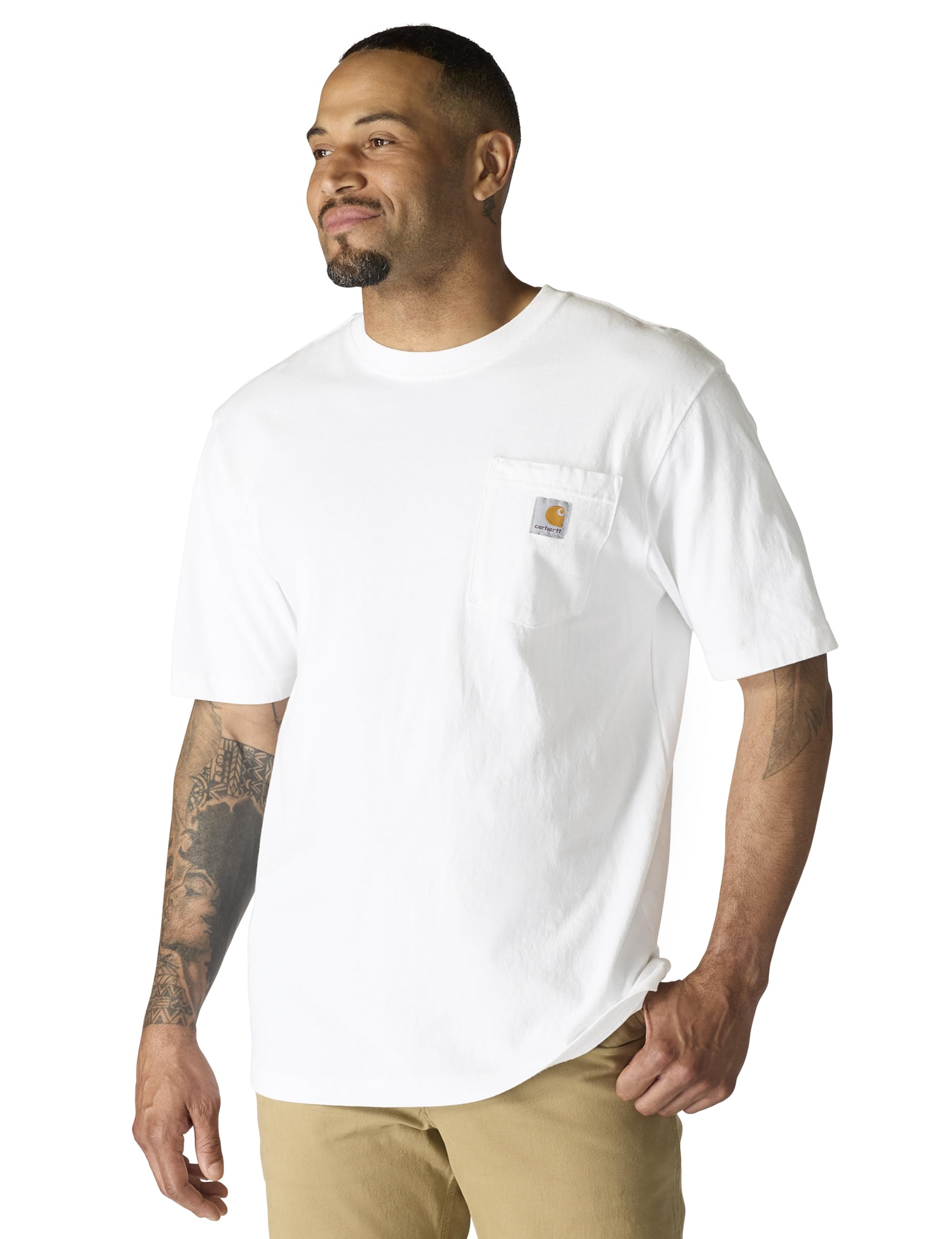 Carhartt Men's K87 Workwear Short Sleeve T-Shirt (Regular and Big & Tall Sizes), White, Large 🍁 All In One Marketplace Canada