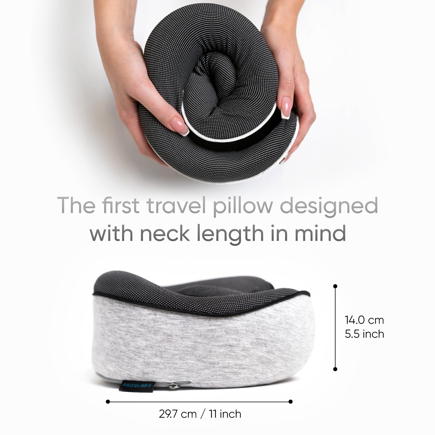 Proglobe Orthopedic Neck Pillow Travel Neck Pillows for Airplanes, Memory Foam Kit, Updated Resting Material, Airplane Travel Set with 3D Contoured Eye Masks, Earplugs, and Luxury Mesh Bag (Grey) 🍁 All In One Marketplace Canada